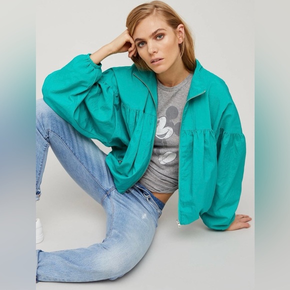 Free People Now Or Never Balloon Sleeve Bomber Windbreaker Light Jacket - Picture 2 of 9